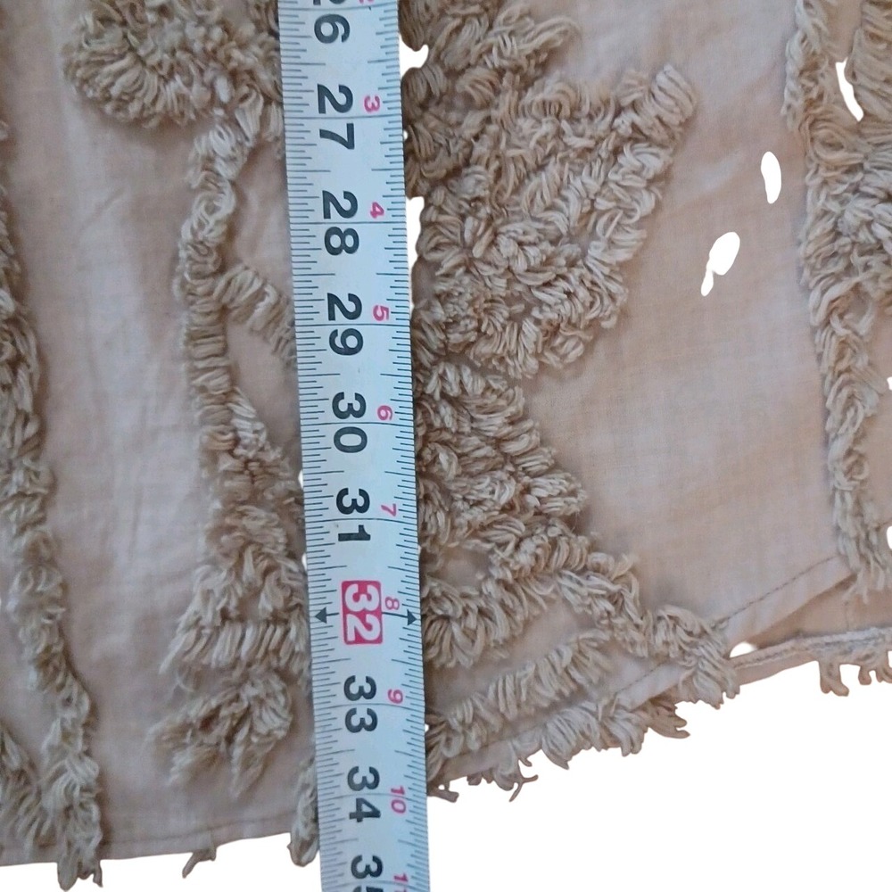 Womens Tan Textured Fringed Embroidery Pullover Longline Shacket DressSize S - Picture 5 of 16